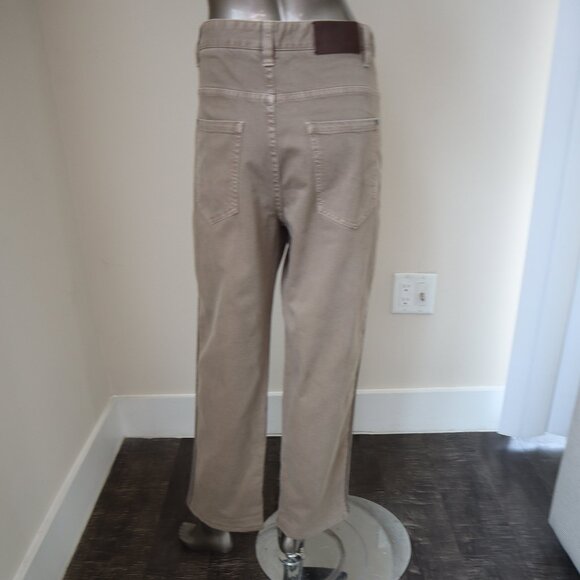 Brunello Cucinelli Jeans Monili Track Khaki Denim Wide Leg Relaxed 31x27 Size 4 - Picture 8 of 11